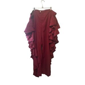 Incerun Pants Mens Womens Ruffled Double Layer Red Unisex 4XL Leisure Wear